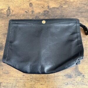 Vintage Goldpfeil West Germany Black Leather Clutch Handbag 80s
